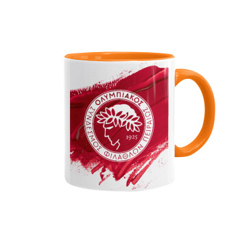 Olympiacos F.C., Mug colored orange, ceramic, 330ml