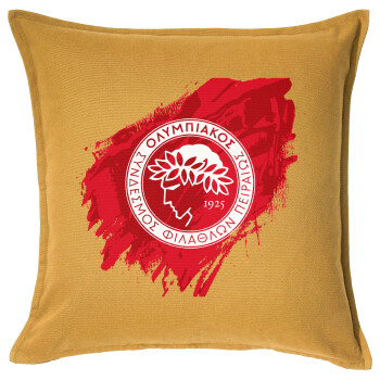 Olympiacos F.C., Μαξιλάρι καναπέ Κίτρινο 100% βαμβάκι, περιέχεται το γέμισμα (50x50cm)