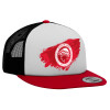 Adult Foam Flat Snapback with Mesh Red-White-Black (POLYESTER, ADULT, UNISEX, ONE SIZE)