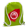 Backpack bag GYMBAG LIME GREEN, with pocket (40x48cm) & thick cords