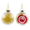Transparent Christmas tree ball ornament with gold filling 8cm