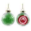 Transparent Christmas tree ball ornament with green filling 8cm