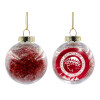 Transparent Christmas tree ball ornament with red filling 8cm