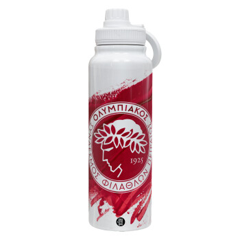 Olympiacos F.C., 1L Stainless Steel Thermal Bottle with Phone Holder & Double Wall Insulation