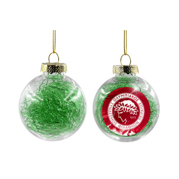 Olympiacos F.C., Χριστουγεννιάτικη μπάλα δένδρου διάφανη με πράσινο γέμισμα 8cm