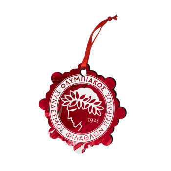 Olympiacos F.C., Christmas ornament snowflake wooden 7.5cm