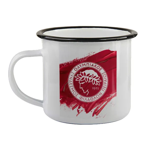 Olympiacos F.C. — Enamel mug with black rim, 360ml