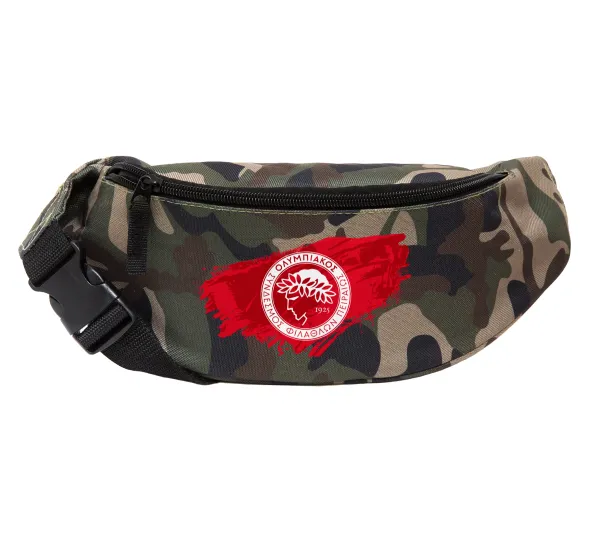 Olympiacos F.C. — Unisex waist bag (banana) in Jungle camouflage color with 2 pockets
