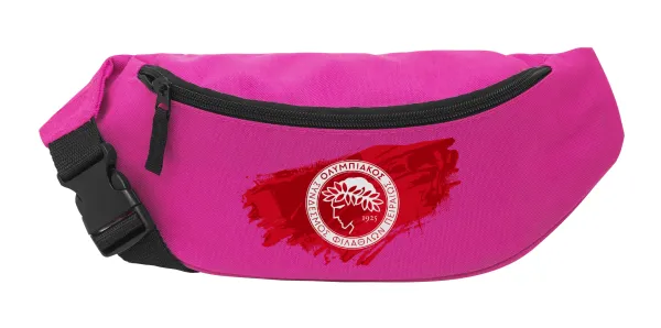 Olympiacos F.C. — Unisex waist bag (banana) in PINK color with 2 pockets