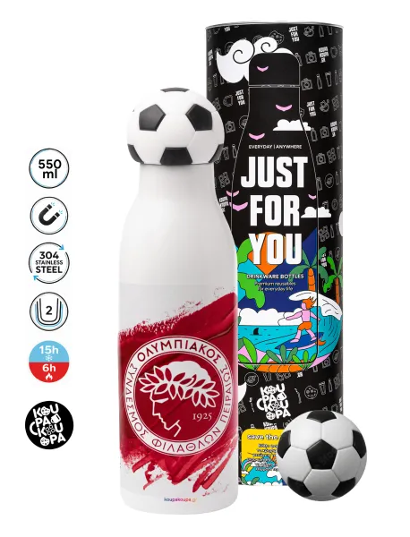 Olympiacos F.C. — Soccer Metal mug thermos, double wall, 550ml