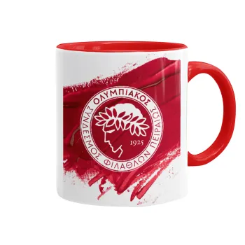 Olympiacos F.C., Κούπα χρωματιστή κόκκινη, κεραμική, 330ml