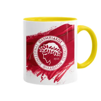 Olympiacos F.C., Κούπα χρωματιστή κίτρινη, κεραμική, 330ml