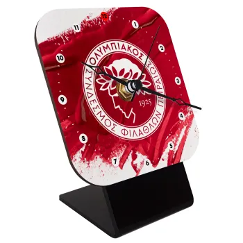 Olympiacos F.C., Quartz Wooden table clock with hands (10cm)