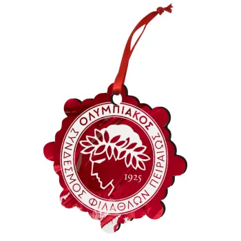 Olympiacos F.C., Christmas ornament snowflake wooden 7.5cm