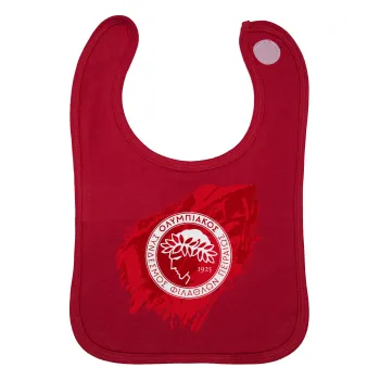 Olympiacos F.C., Σαλιάρα με Σκρατς Κόκκινη 100% Organic Cotton (0-18 months)