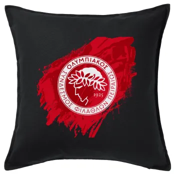 Olympiacos F.C., Μαξιλάρι καναπέ Μαύρο 100% βαμβάκι, περιέχεται το γέμισμα (50x50cm)