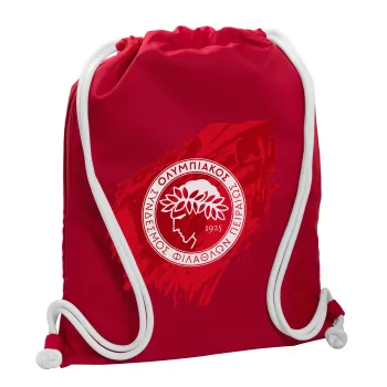 Olympiacos F.C., Backpack pouch GYMBAG Red, with pocket (40x48cm) & thick cords