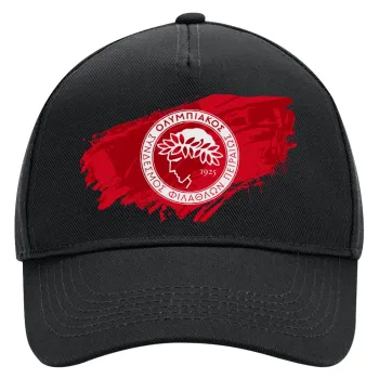 Olympiacos F.C., Adult Ultimate Hat BLACK, (100% COTTON DRILL, ADULT, UNISEX, ONE SIZE)