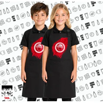 Olympiacos F.C., Μαύρη ΠΑΙΔΙΚΗ Ποδιά μακριά Σεφ ολόσωμη με τσέπες