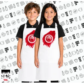 Olympiacos F.C., Λευκή ΠΑΙΔΙΚΗ Ποδιά μακριά Σεφ ολόσωμη με τσέπες