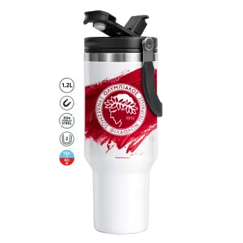 Olympiacos F.C., Mega Tumbler με καπάκι, διπλού τοιχώματος (θερμό) 1,2L