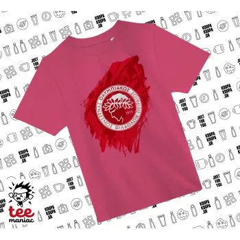Olympiacos F.C., ΡΟΖ παιδικό T-Shirt από 100% βαμβάκι, για κάθε μέρα. Vegan & OEKO-TEX πιστοποιημένο.