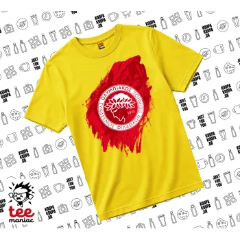 Olympiacos F.C., yellow childrens T-Shirt made of 100% cotton, for every day. Vegan & OEKO-TEX certified.