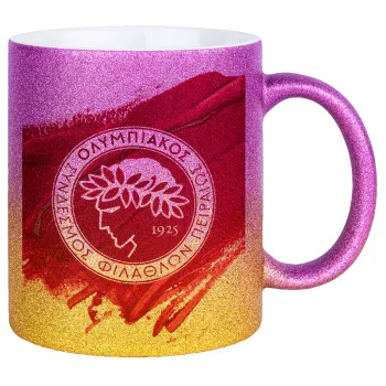 Olympiacos F.C., Κούπα Χρυσή/Ροζ Glitter, κεραμική, 330ml