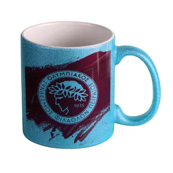 Olympiacos F.C., Κούπα Σιέλ Glitter που γυαλίζει, κεραμική, 330ml