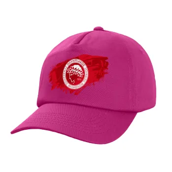 Olympiacos F.C., Καπέλο παιδικό Baseball, 100% Βαμβακερό Twill, Φούξια (ΒΑΜΒΑΚΕΡΟ, ΠΑΙΔΙΚΟ, UNISEX, ONE SIZE)