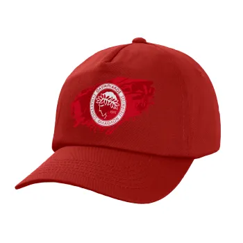 Olympiacos F.C., Adult Baseball Cap, 100% Cotton, Red (COTTON, ADULT, UNISEX, ONE SIZE)