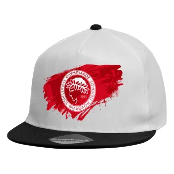 Olympiacos F.C., Καπέλο παιδικό Flat Snapback, Λευκό (100% ΒΑΜΒΑΚΕΡΟ, ΠΑΙΔΙΚΟ, UNISEX, ONE SIZE)