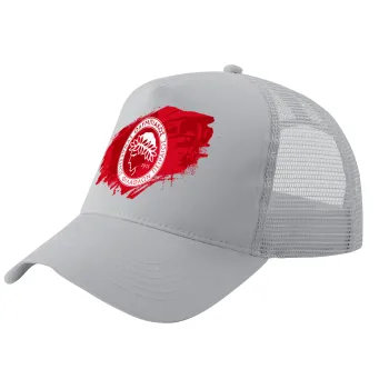 Olympiacos F.C., Καπέλο Trucker με Δίχτυ, ΓΚΡΙ, (ΒΑΜΒΑΚΕΡΟ, ΠΑΙΔΙΚΟ, UNISEX, ONE SIZE)