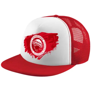 Olympiacos F.C., Children's Soft Trucker Hat with Red/White Mesh (POLYESTER, CHILDREN'S, ONE SIZE)