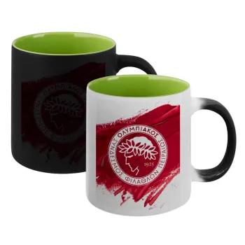 Olympiacos F.C., Κούπα Μαγική εσωτερικό πράσινο, κεραμική 330ml που αλλάζει χρώμα με το ζεστό ρόφημα