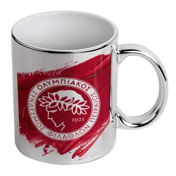 Olympiacos F.C., Mug ceramic, silver mirror, 330ml