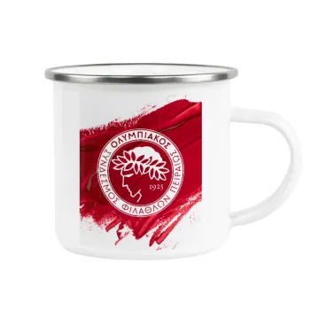 Olympiacos F.C., Metallic enamel cup white 360ml