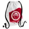 Backpack pouch GYMBAG white, with pocket (40x48cm) & thick cords