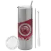 Tumbler stainless steel Silver 600ml, with metal straw & cleaning brush