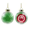 Transparent Christmas tree ball ornament with green filling 8cm