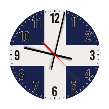 Ελληνική σημαία, Hellas, Ρολόι τοίχου ξύλινο (30cm)