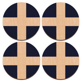 Ελληνική σημαία, Hellas, ΣΕΤ x4 Σουβέρ ξύλινα στρογγυλά plywood (9cm)
