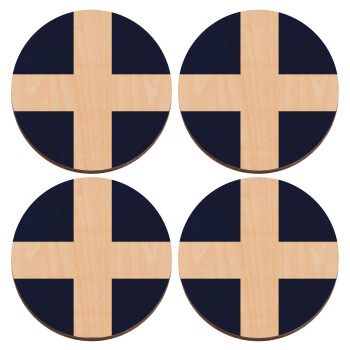 Ελληνική σημαία, Hellas, ΣΕΤ x4 Σουβέρ ξύλινα στρογγυλά plywood (9cm)