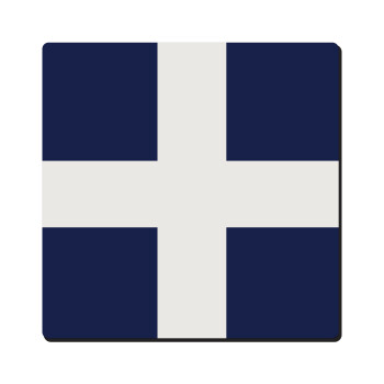 Ελληνική σημαία, Hellas, Τετράγωνο μαγνητάκι ξύλινο 6x6cm
