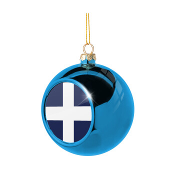 Ελληνική σημαία, Hellas, Blue Christmas tree ball ornament 8cm