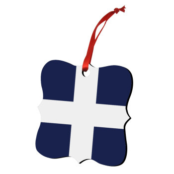 Ελληνική σημαία, Hellas, Christmas ornament polygon wooden 7.5cm