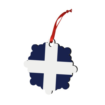 Ελληνική σημαία, Hellas, Χριστουγεννιάτικο στολίδι snowflake ξύλινο 7.5cm