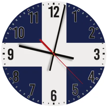 Ελληνική σημαία, Hellas, Ρολόι τοίχου ξύλινο (30cm)