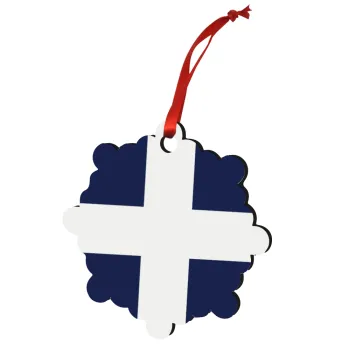 Ελληνική σημαία, Hellas, Στολίδι Χριστουγεννιάτικο στολίδι snowflake ξύλινο 7.5cm