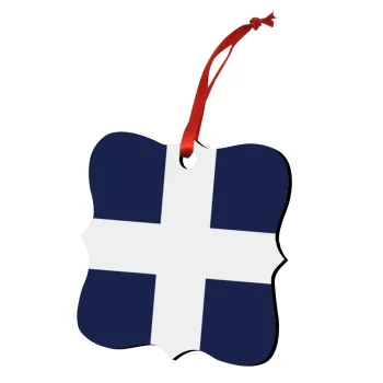 Ελληνική σημαία, Hellas, Christmas ornament polygon wooden 7.5cm